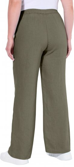 Ulla Popken Drawstring Elastic Waist Mary Fit Linen Pants Loden Green - Džinsi & Bikses Lielos Izmēros – Plus Size - 