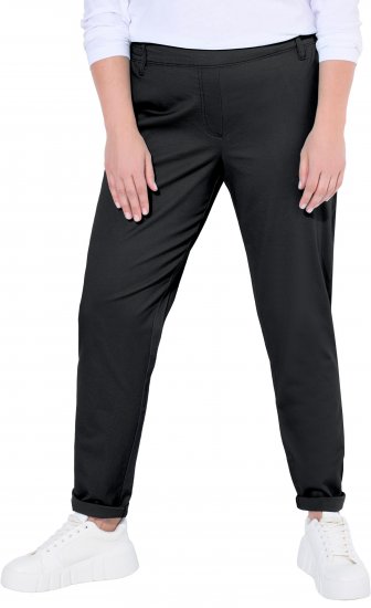 Ulla Popken Chino Elastic Waist Stretch Cotton Pants Black - Džinsi & Bikses Lielos Izmēros – Plus Size - 