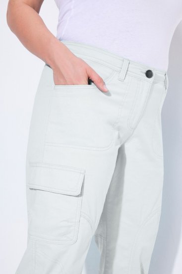 Ulla Popken Stretch Cotton Cargo Crop Pants Snow White - Bikses - Lielo izmēru bikses sievietēm