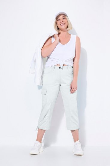 Ulla Popken Stretch Cotton Cargo Crop Pants Snow White - Bikses - Lielo izmēru bikses sievietēm