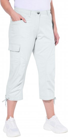 Ulla Popken Stretch Cotton Cargo Crop Pants Snow White - Džinsi & Bikses Lielos Izmēros – Plus Size - 