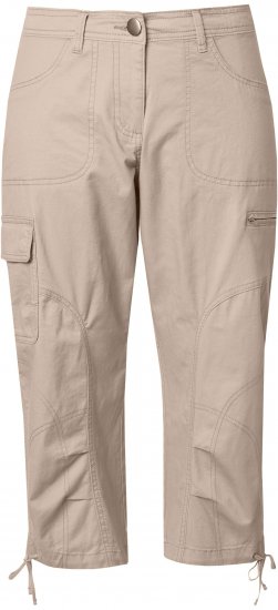 Ulla Popken Stretch Cotton Cargo Crop Pants Beige - Džinsi & Bikses Lielos Izmēros – Plus Size - 