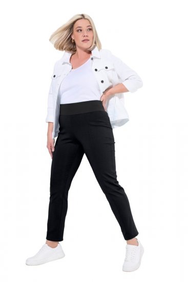 Ulla Popken Slim Leg Sienna Fit Ponte Stretch Knit Pants Black - Bikses - Lielo izmēru bikses sievietēm