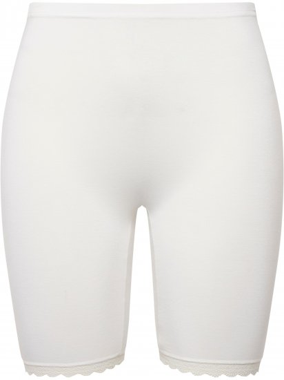 Ulla Popken Lace Hem Stretch Viscose Knit Bicycle Length Lounge Shorts White - Džinsi & Bikses Lielos Izmēros – Plus Size - 