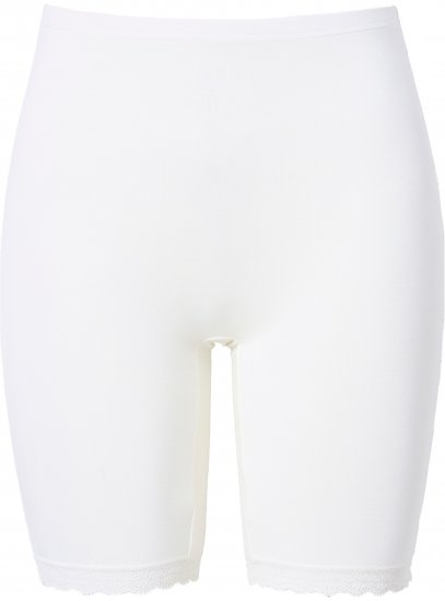 Ulla Popken Lace Hem Stretch Viscose Knit Bicycle Length Lounge Shorts White - Džinsi & Bikses Lielos Izmēros – Plus Size - 