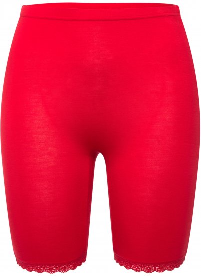 Ulla Popken Lace Hem Stretch Viscose Knit Bicycle Length Lounge Shorts Red - Džinsi & Bikses Lielos Izmēros – Plus Size - 