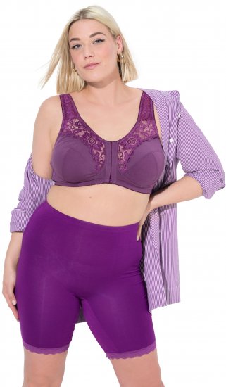 Ulla Popken Lace Hem Stretch Viscose Knit Bicycle Length Lounge Shorts Purple - Džinsi & Bikses Lielos Izmēros – Plus Size - 