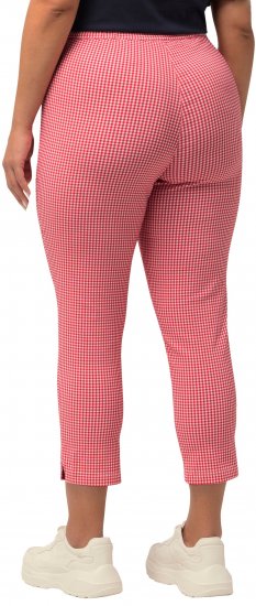 Ulla Popken Check Bengaline Slim Leg Sienna Fit Stretch Crop Pants Light Pink - Džinsi & Bikses Lielos Izmēros – Plus Size - 