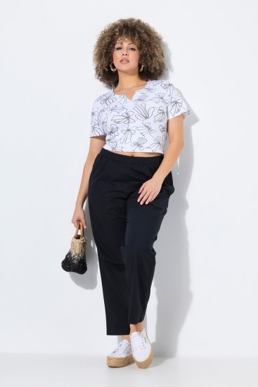 Ulla Popken Wide Leg Ruby Fit Stretch Chino Pants Navy - Bikses - Lielo izmēru bikses sievietēm
