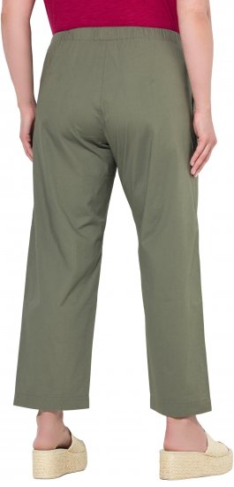 Ulla Popken Wide Leg Ruby Fit Stretch Chino Pants Green - Džinsi & Bikses Lielos Izmēros – Plus Size - 
