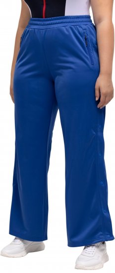Ulla Popken Snap Placket Side Seam Wide Leg Recycled Polyester Knit Joggers Blue - Džinsi & Bikses Lielos Izmēros – Plus Size - 