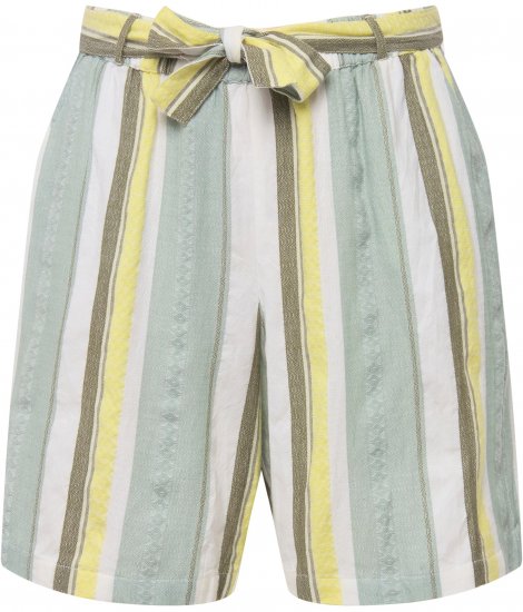 Ulla Popken Striped Wide Leg Elastic Waistband Shorts White - Džinsi & Bikses Lielos Izmēros – Plus Size - 