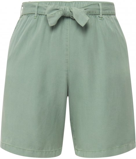 Ulla Popken Tie Belt Lyocell Shorts Moss Green - Džinsi & Bikses Lielos Izmēros – Plus Size - 