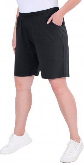 Ulla Popken Stretch Knit Bermuda Shorts Black - Džinsi & Bikses Lielos Izmēros – Plus Size - 