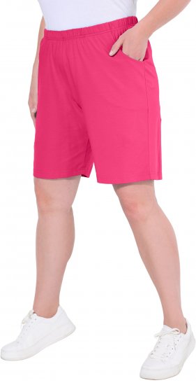 Ulla Popken Stretch Knit Bermuda Shorts Red - Džinsi & Bikses Lielos Izmēros – Plus Size - 