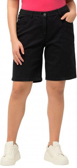 Ulla Popken Basic Denim Mandy Bermuda Shorts Black - Džinsi & Bikses Lielos Izmēros – Plus Size - 