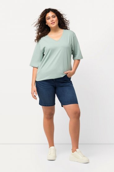 Ulla Popken Basic Denim Mandy Bermuda Shorts Light Blue Denim - Šorti - Sieviešu šorti lielos izmēros