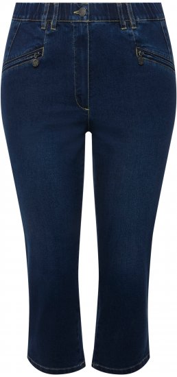 Ulla Popken Cropped Stretch Blend Mony Jeans Blue Denim - Džinsi & Bikses Lielos Izmēros – Plus Size - 