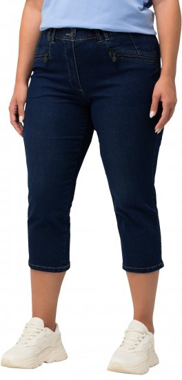 Ulla Popken Cropped Stretch Blend Mony Jeans Blue Denim - Džinsi & Bikses Lielos Izmēros – Plus Size - 