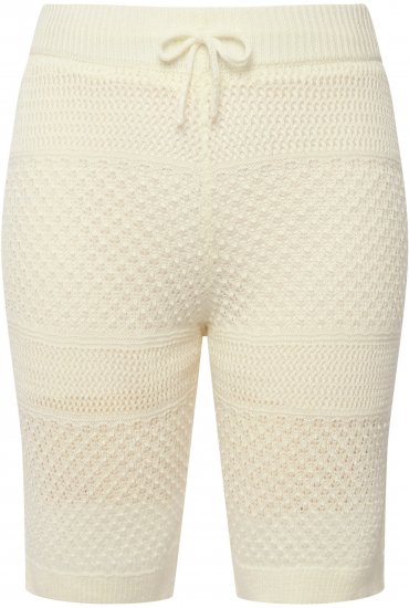 Ulla Popken Crochet Bermuda Layered Look Shorts White - Džinsi & Bikses Lielos Izmēros – Plus Size - 
