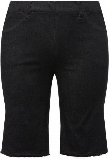 Ulla Popken Frayed Hemline Elastic Waistband Bermuda Shorts Black - Džinsi & Bikses Lielos Izmēros – Plus Size - 