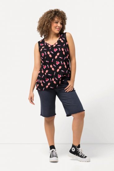 Ulla Popken Frayed Hemline Elastic Waistband Bermuda Shorts Navy - Šorti - Sieviešu šorti lielos izmēros