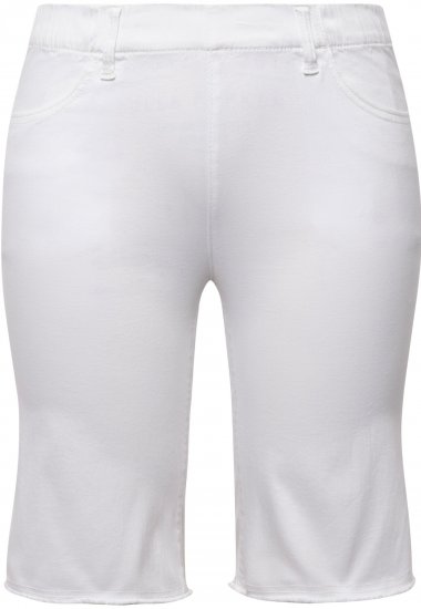 Ulla Popken Frayed Hemline Elastic Waistband Bermuda Shorts Snow White - Džinsi & Bikses Lielos Izmēros – Plus Size - 