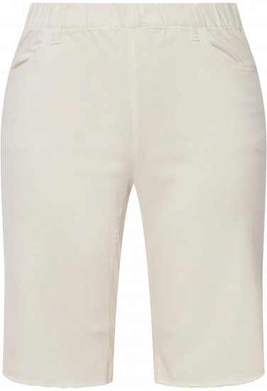 Ulla Popken Frayed Hemline Elastic Waistband Bermuda Shorts White - Džinsi & Bikses Lielos Izmēros – Plus Size - 