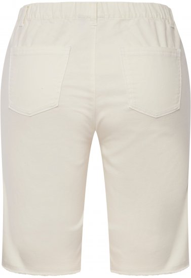 Ulla Popken Frayed Hemline Elastic Waistband Bermuda Shorts White - Džinsi & Bikses Lielos Izmēros – Plus Size - 
