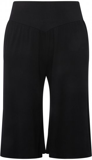 Ulla Popken Wide Leg Flared Bermuda Shorts Black - Džinsi & Bikses Lielos Izmēros – Plus Size - 