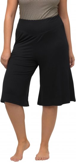 Ulla Popken Wide Leg Flared Bermuda Shorts Black - Džinsi & Bikses Lielos Izmēros – Plus Size - 