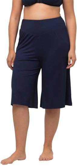 Ulla Popken Wide Leg Flared Bermuda Shorts Navy - Džinsi & Bikses Lielos Izmēros – Plus Size - 