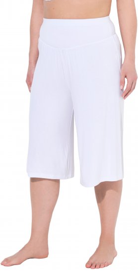 Ulla Popken Wide Leg Flared Bermuda Shorts White - Džinsi & Bikses Lielos Izmēros – Plus Size - 