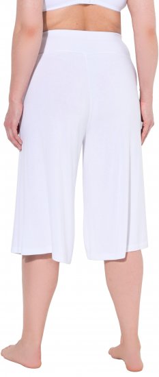 Ulla Popken Wide Leg Flared Bermuda Shorts White - Džinsi & Bikses Lielos Izmēros – Plus Size - 