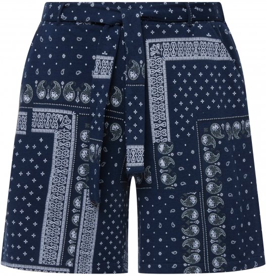 Ulla Popken Paisley Pull On Shorts Blue - Džinsi & Bikses Lielos Izmēros – Plus Size - 