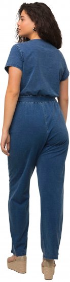 Ulla Popken Wrap Look Short Sleeve Denim Jumpsuit Blue - Džinsi & Bikses Lielos Izmēros – Plus Size - 