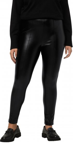 Ulla Popken Faux Leather Leggings Black - Džinsi & Bikses Lielos Izmēros – Plus Size - 
