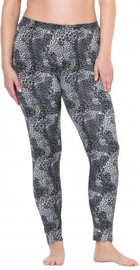 Ulla Popken Leopard Print Leggings Black - Džinsi & Bikses Lielos Izmēros – Plus Size - 