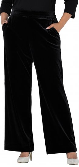 Ulla Popken Velvet Suit Pants Black - Džinsi & Bikses Lielos Izmēros – Plus Size - 