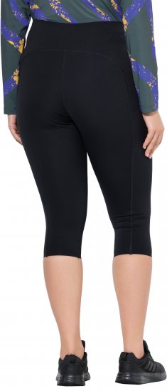 Ulla Popken Cropped Sports Leggings Black - Džinsi & Bikses Lielos Izmēros – Plus Size - 