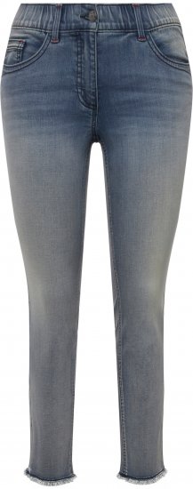 Ulla Popken Fringed Hem Stretch Fit Jeans Blue Denim - Džinsi & Bikses Lielos Izmēros – Plus Size - 