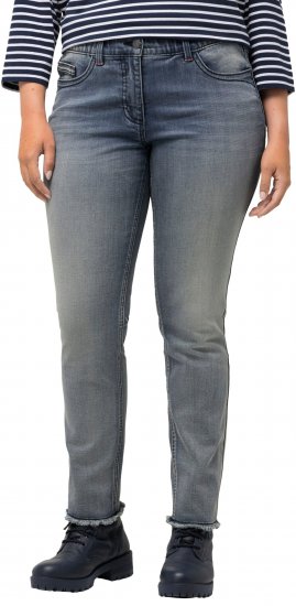 Ulla Popken Fringed Hem Stretch Fit Jeans Blue Denim - Džinsi & Bikses Lielos Izmēros – Plus Size - 