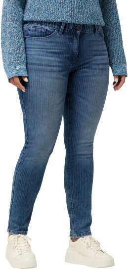 Ulla Popken Textured Stripe Sarah Slim Fit Jeans Blue - Džinsi & Bikses Lielos Izmēros – Plus Size - 