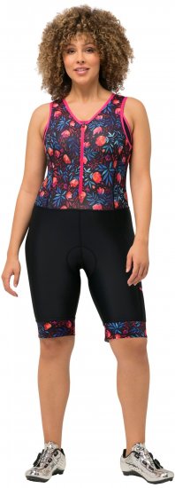 Ulla Popken Functional Padded Zip Front Cycling Leotard Black - Džinsi & Bikses Lielos Izmēros – Plus Size - 