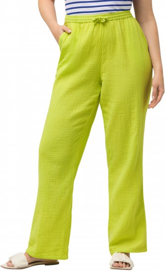Ulla Popken Muslin Pull On Pants Green - Džinsi & Bikses Lielos Izmēros – Plus Size - 