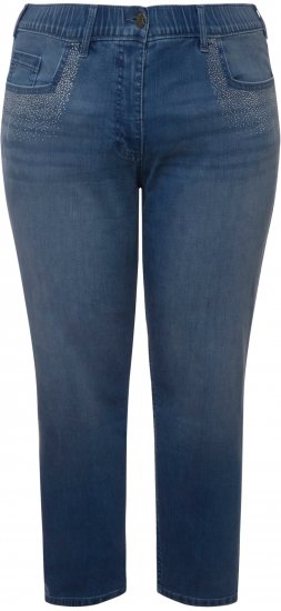 Ulla Popken Rhinestone Detail Stretch Fit Skinny Jeans Blue Denim - Džinsi & Bikses Lielos Izmēros – Plus Size - 