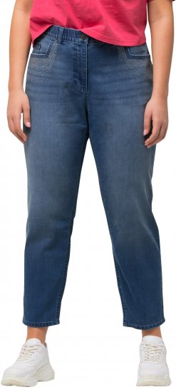Ulla Popken Rhinestone Detail Stretch Fit Skinny Jeans Blue Denim - Džinsi & Bikses Lielos Izmēros – Plus Size - 