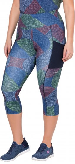 Ulla Popken Quick Dry Cropped Geometric Print Leggings Grey - Džinsi & Bikses Lielos Izmēros – Plus Size - 
