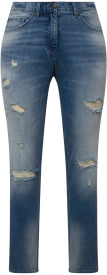 Ulla Popken Distressed Stretch Fit Sarah Jeans Blue - Džinsi & Bikses Lielos Izmēros – Plus Size - 