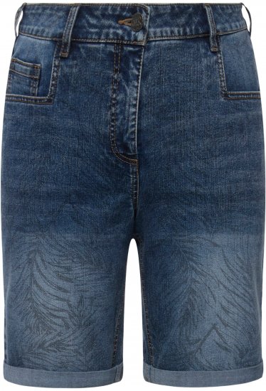 Ulla Popken Palm Print Denim Bermuda Shorts Blue Denim - Džinsi & Bikses Lielos Izmēros – Plus Size - 